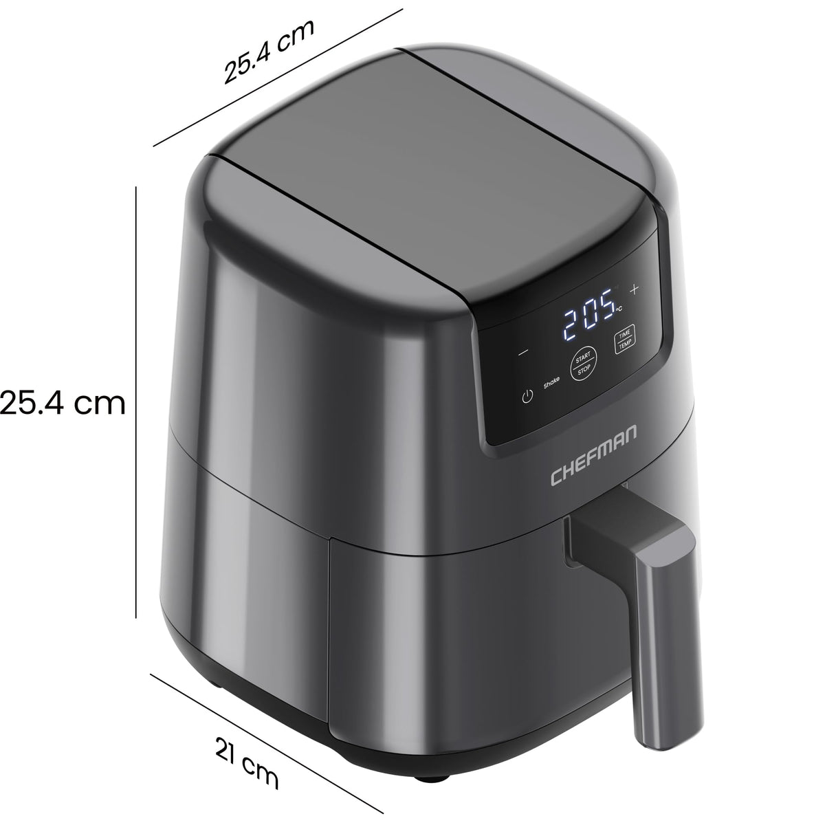 Chefman 2L Mini Air Fryer - Grey Compact Digital RJ38-2T