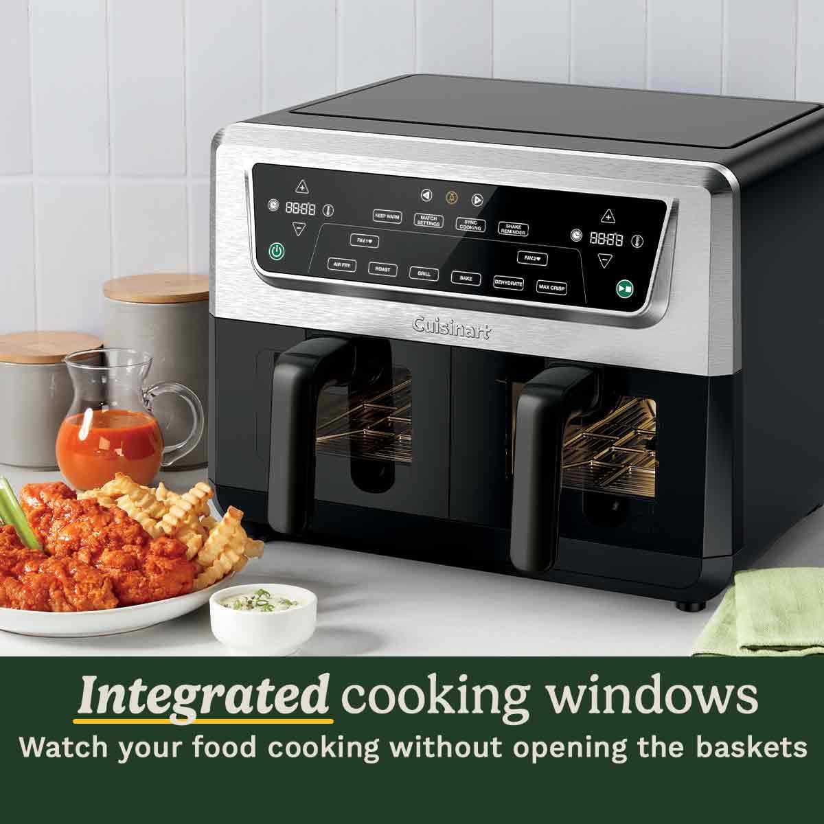 Cuisinart XXL 10.4L Air Fryer with 2 x 5.2L Drawers | PFAS Free | Chemical-free cooking | Air Fry, Roast, Grill, Bake, Dehydrate, Max Crisp, Keep Warm | Dual Zones - cook 8+ portions | Dishwasher Safe
