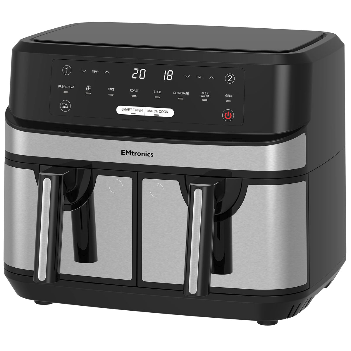 EMtronics EMAFDD9LSL 9L Stainless Steel Dual Air Fryer