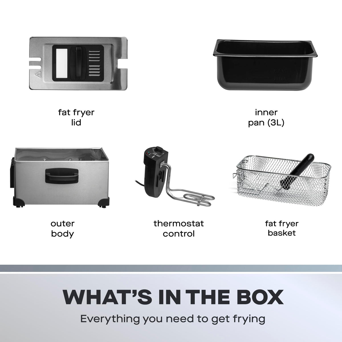 Daewoo SDA1550 3L Deep Fat Fryer 2000W - Silver