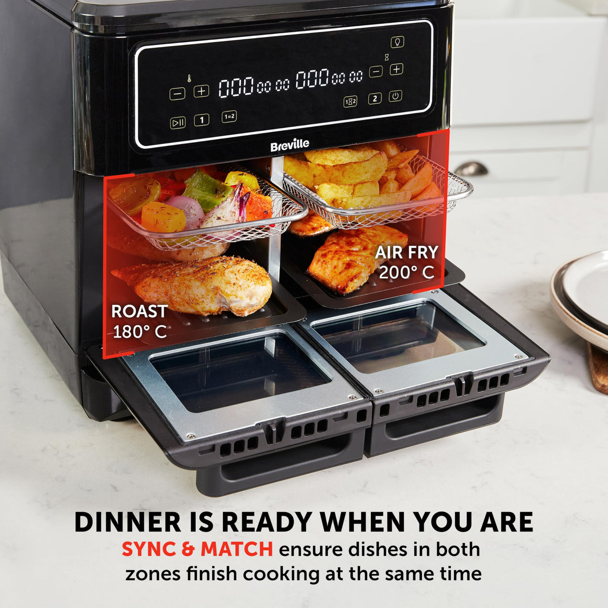 Breville Halo Flexi Dual Air Fryer Oven 11L 2400W Black