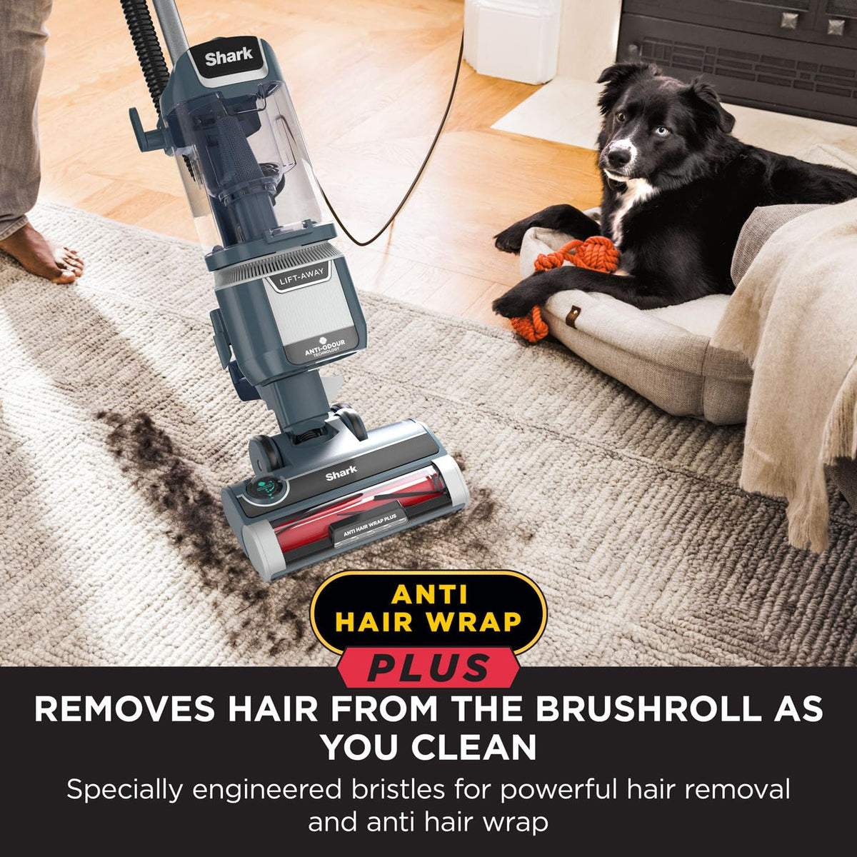 Shark Anti Hair Wrap Plus Upright Corded Pet Vacuum, 2.5L, Powered Lift-Away, Anti-Allergen Seal, Hard Floor & Carpet Mode, 750W, 8m Cord, Multi-Surface & Pet Hair Tools, Smoky Grey, NZ780UKT