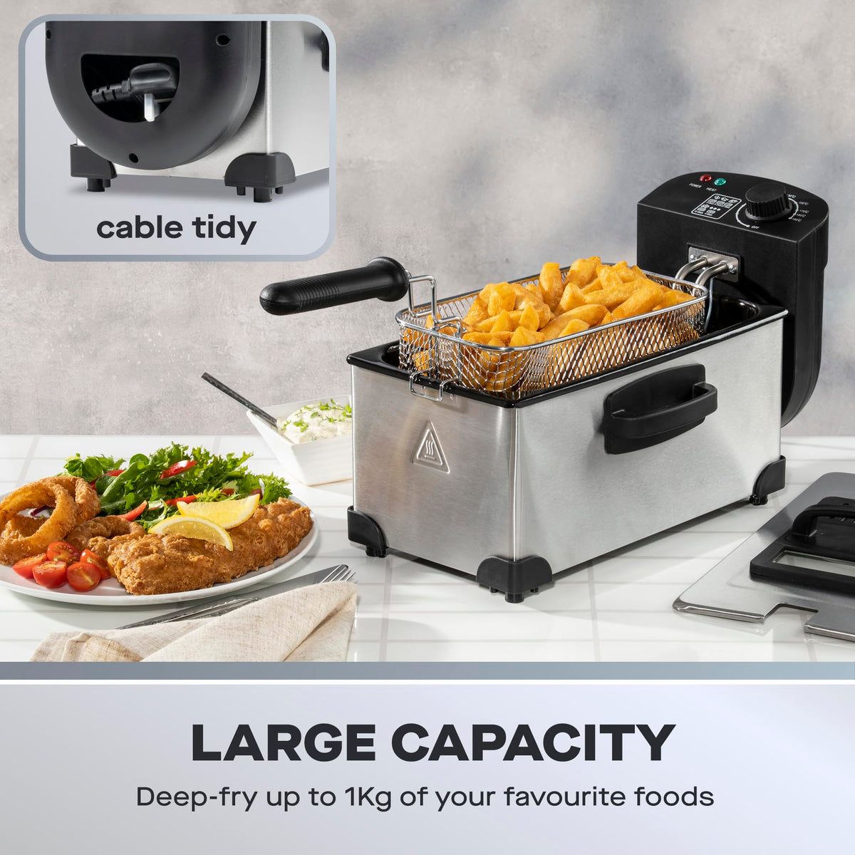 Daewoo SDA1550 3L Deep Fat Fryer 2000W - Silver