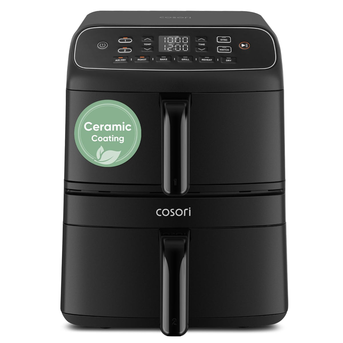 Cosori Double Stack Air Fryer Turbo Tower Compact 8.6L, 39% Space-Saving Air Fryer, Ceramic PFAS-Free, TurboBlaze Dual DC Motors for Even & Faster Cooking, Perfect for Family Meals