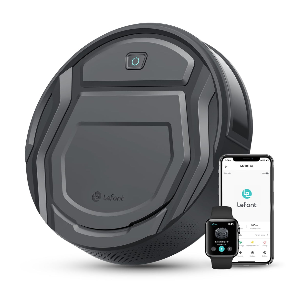 Lefant M210P Robot Vacuum Cleaner - Grey 2200Pa Suction