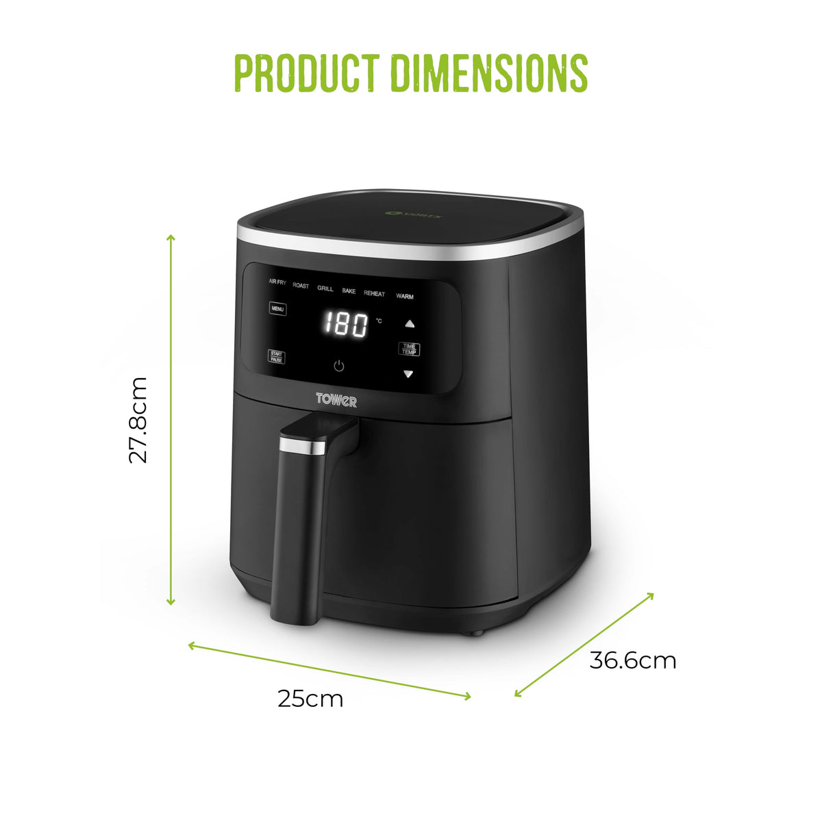 Tower T17205AFR Digital Air Fryer - Black 4L 1300W