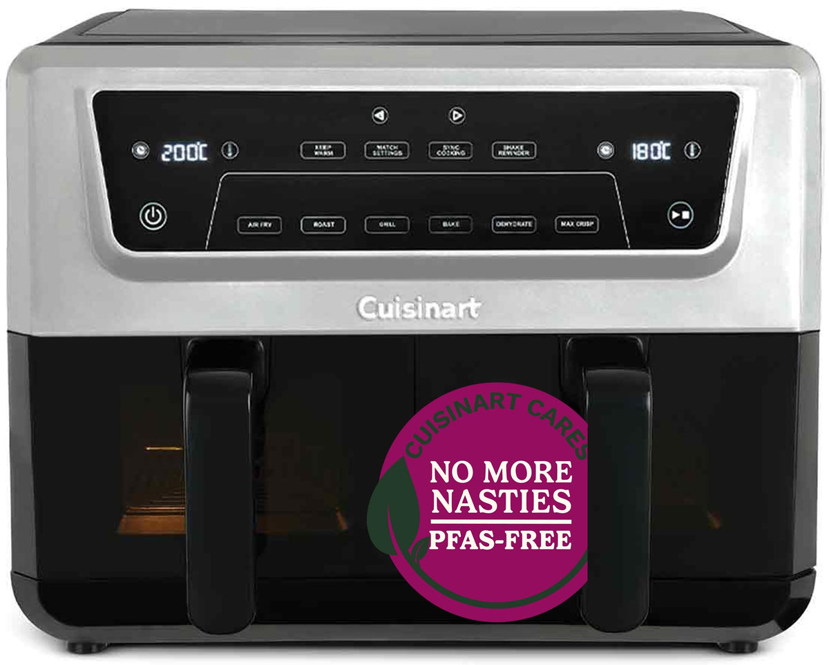 Cuisinart XXL 10.4L Air Fryer with 2 x 5.2L Drawers | PFAS Free | Chemical-free cooking | Air Fry, Roast, Grill, Bake, Dehydrate, Max Crisp, Keep Warm | Dual Zones - cook 8+ portions | Dishwasher Safe