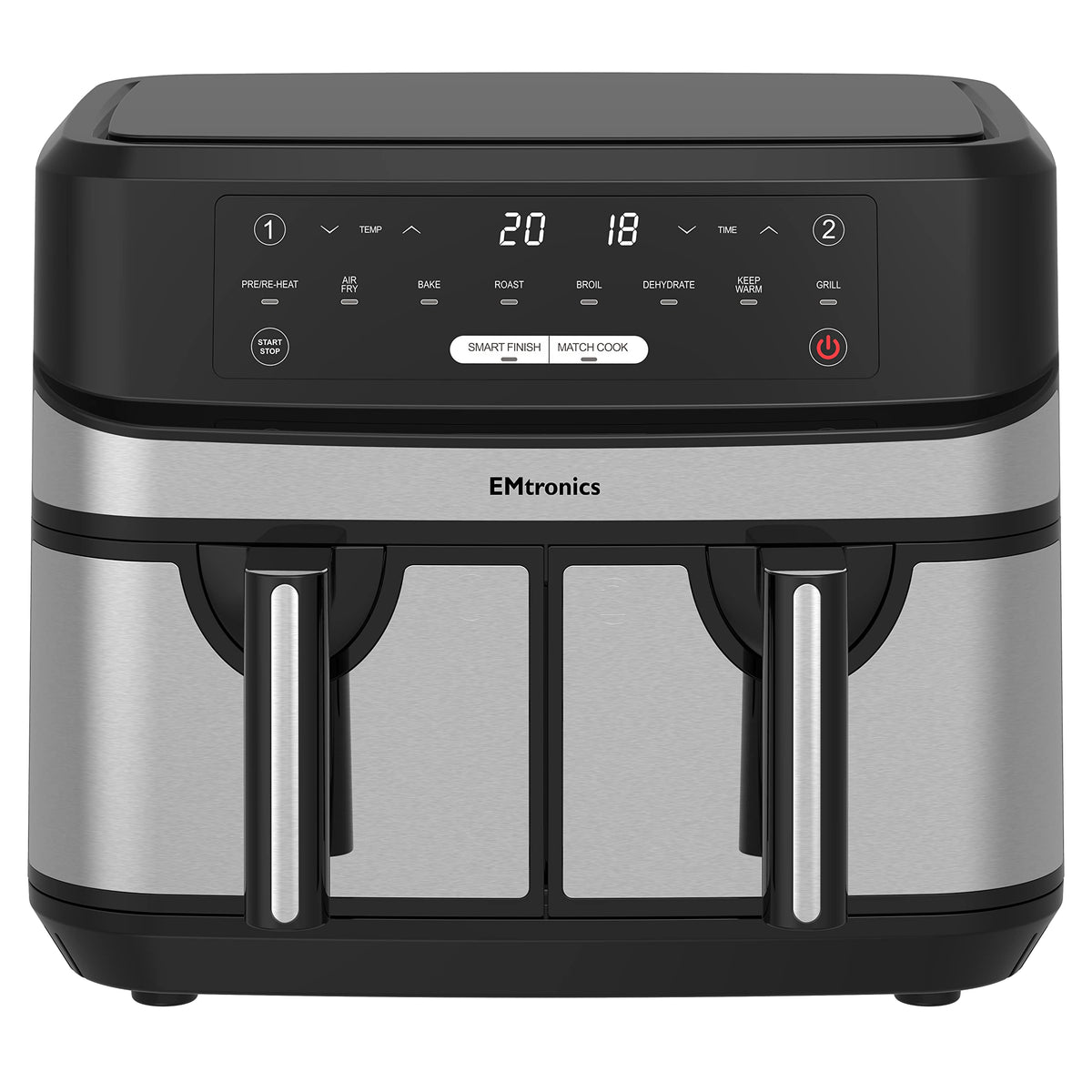 EMtronics EMAFDD9LSL 9L Stainless Steel Dual Air Fryer