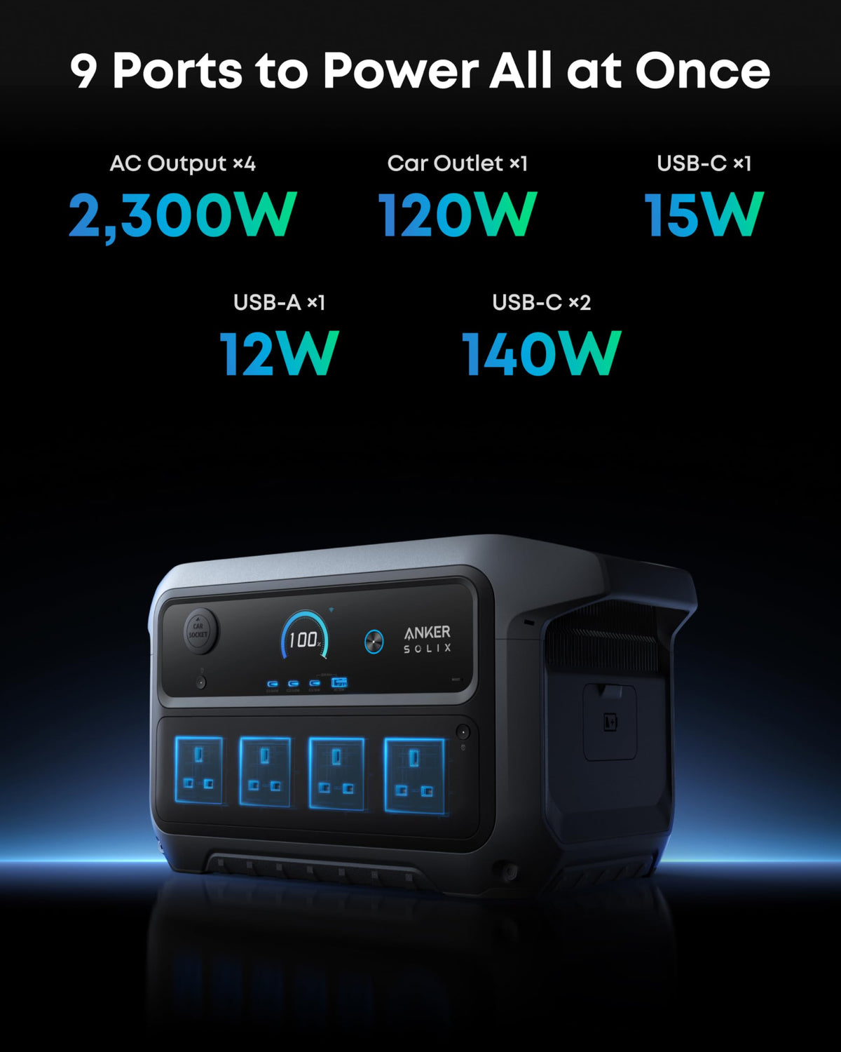 Anker Solix C2000 Gen 2 Portable Power Station 2048Wh Gray