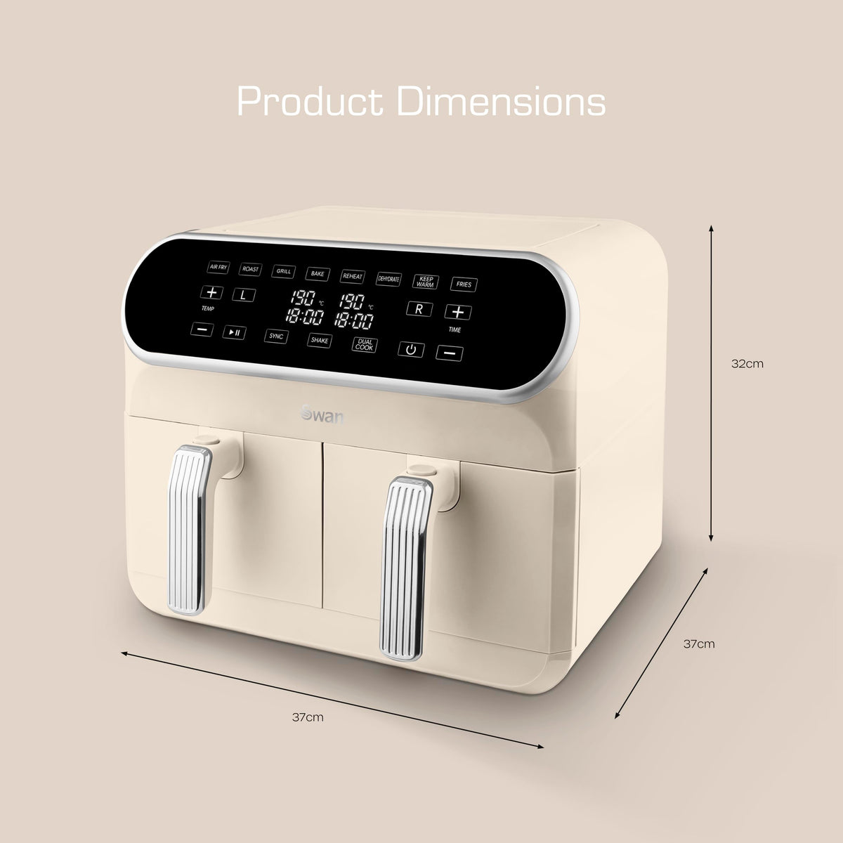 Swan Retro Dual Basket Air Fryer 8L 1700W - Cream
