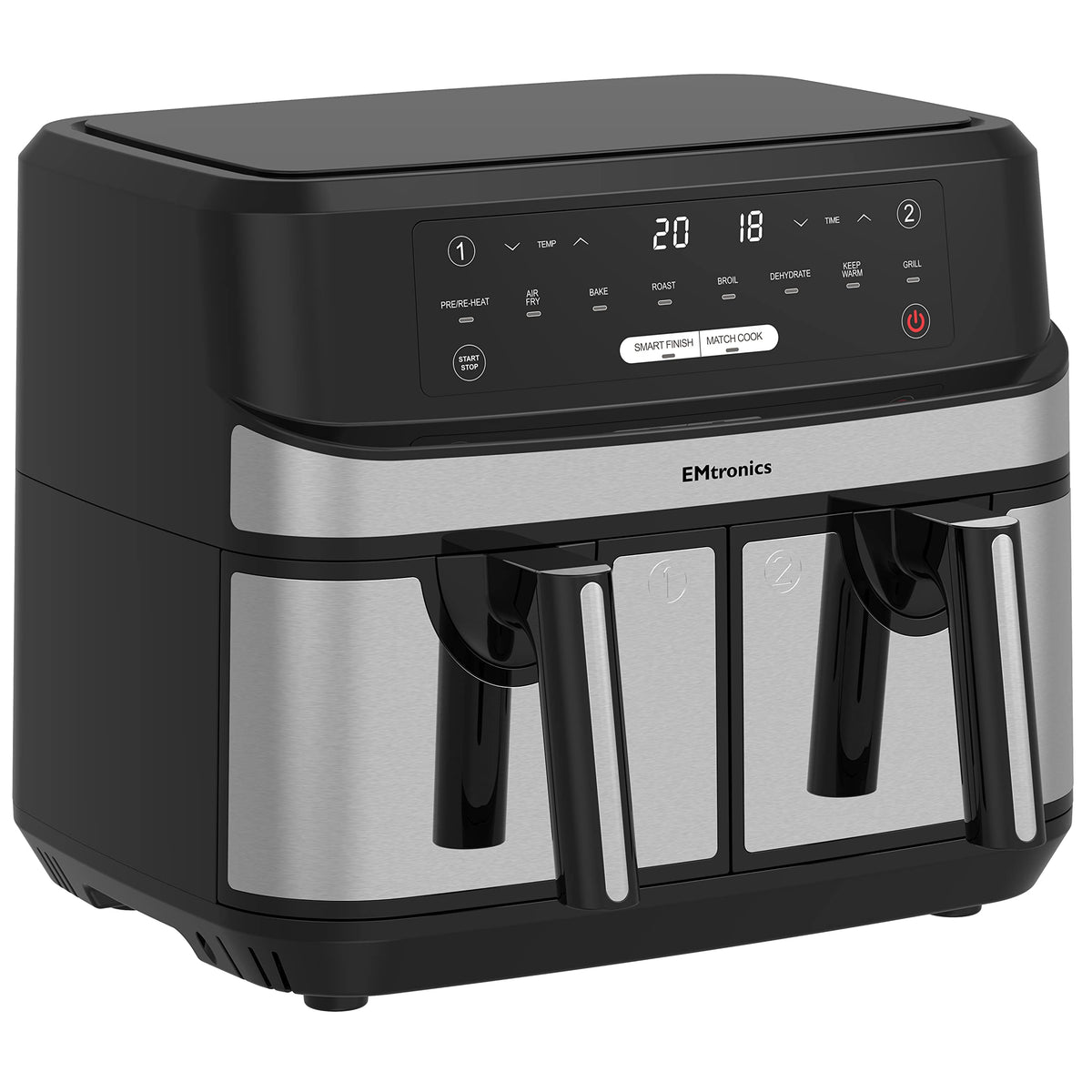 EMtronics EMAFDD9LSL 9L Stainless Steel Dual Air Fryer