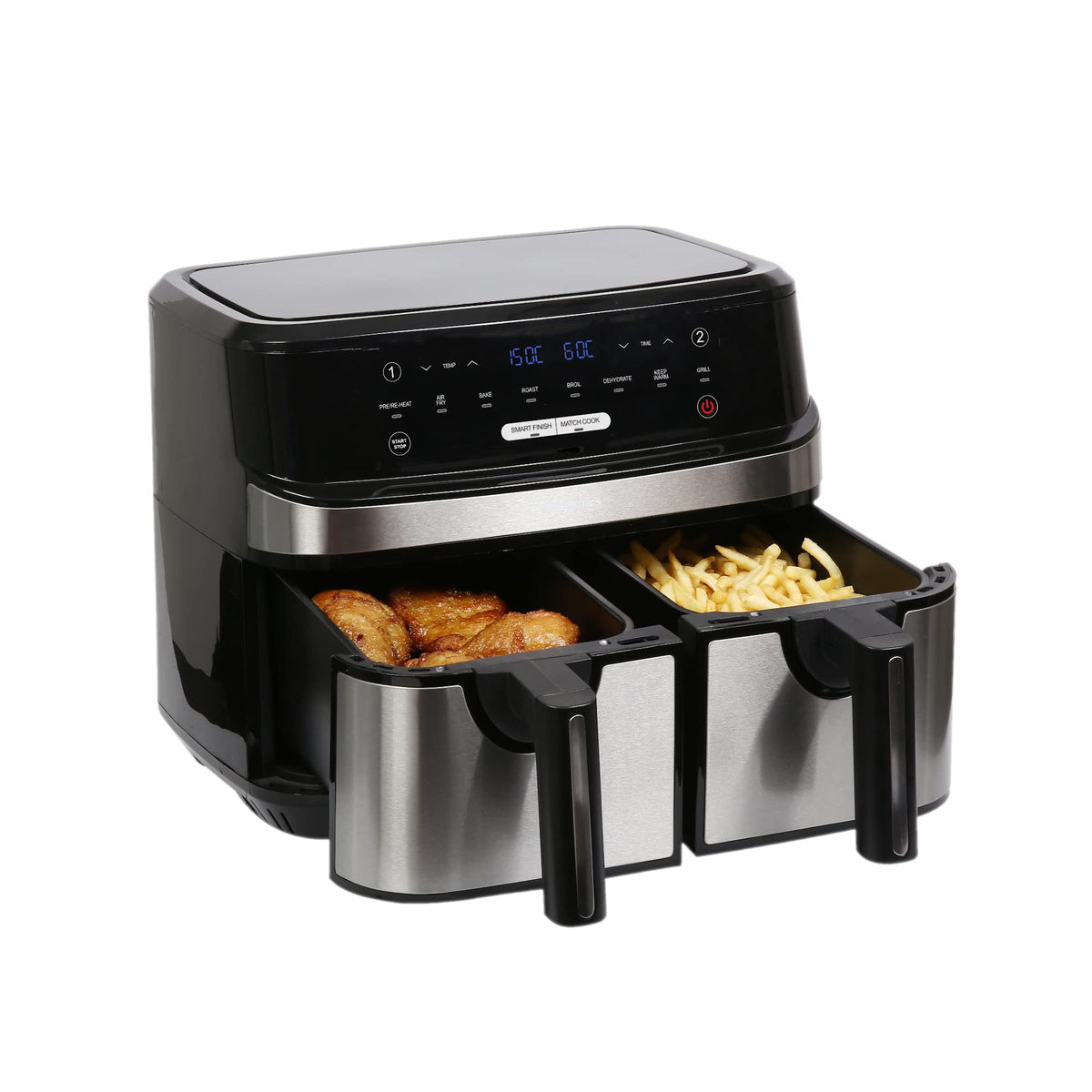 EMtronics EMAFDD9LSL 9L Stainless Steel Dual Air Fryer